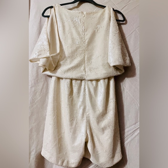 Aidan Mattox Ivory Sequin Short Sleeve Romper - Picture 14 of 15